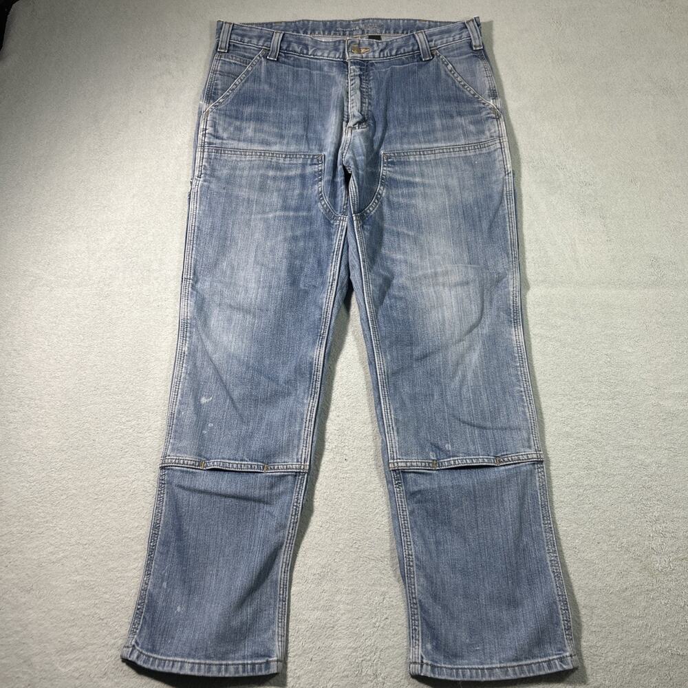 Y2K 2000s Carhartt Double Knee Relaxed Loose Straight Jeans 36x30 Work Durable